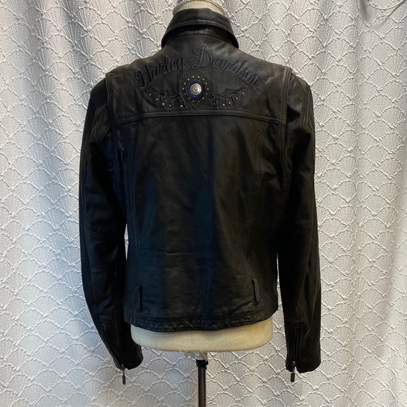 Harley-Davidson size large Brown Leather Bomber Jacket Riding Gear Lady Rider - Picture 8 of 16